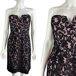 [12]J Crew Sheath Black Lace Strapless Pencil Dress